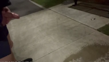 Straight guy is flashing his uncut cock in public flashing.