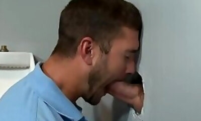 Adorable hunk Mike fuck sexy Austin through the glory hole