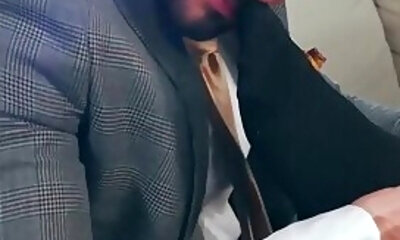 Man in suit Javi Gray doggystyle analfucked by Ricky Blue