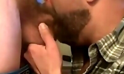 Bearded guy takes two loads to the face from his buddy