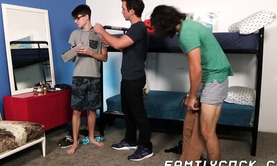 Little twink gets his ass destroyed by two hard cocks